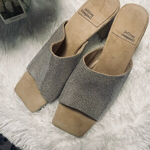 Jeffrey Campbell Tan and Silver Mules